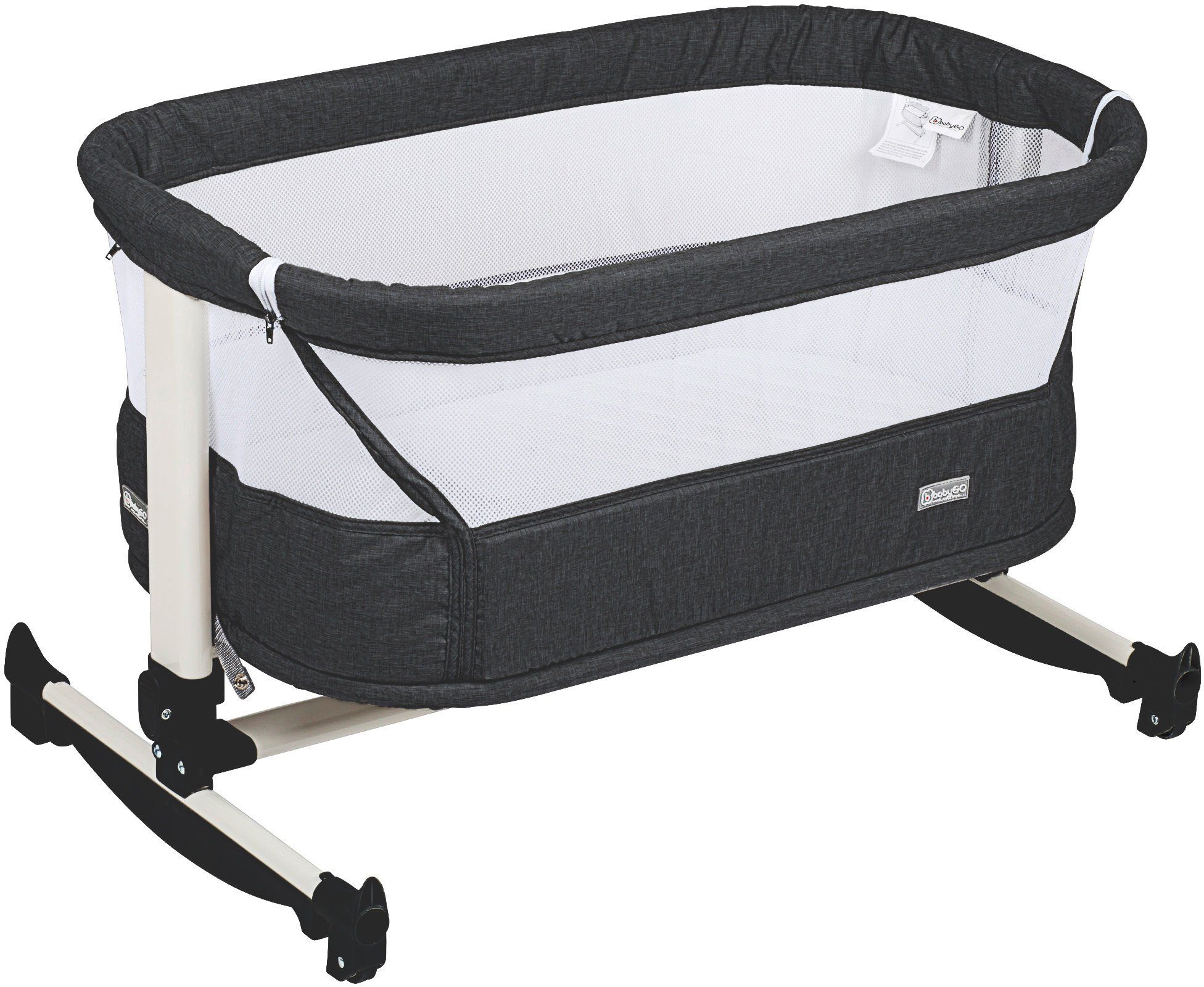 BabyGo Baby-Reisebett Vivaldi, dunkelgrau, mit Schaukelfunktion; auch als Beistellbett verwendbar