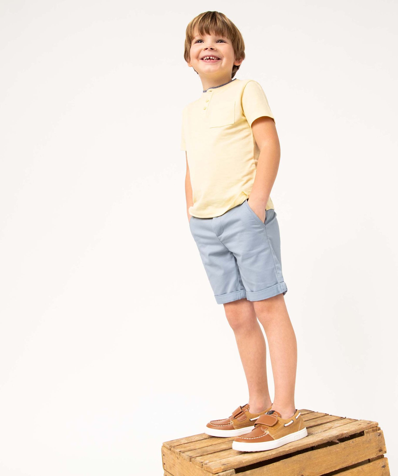 Tee-shirt Garçon esprit polo en maille piquée jaune | GEMO