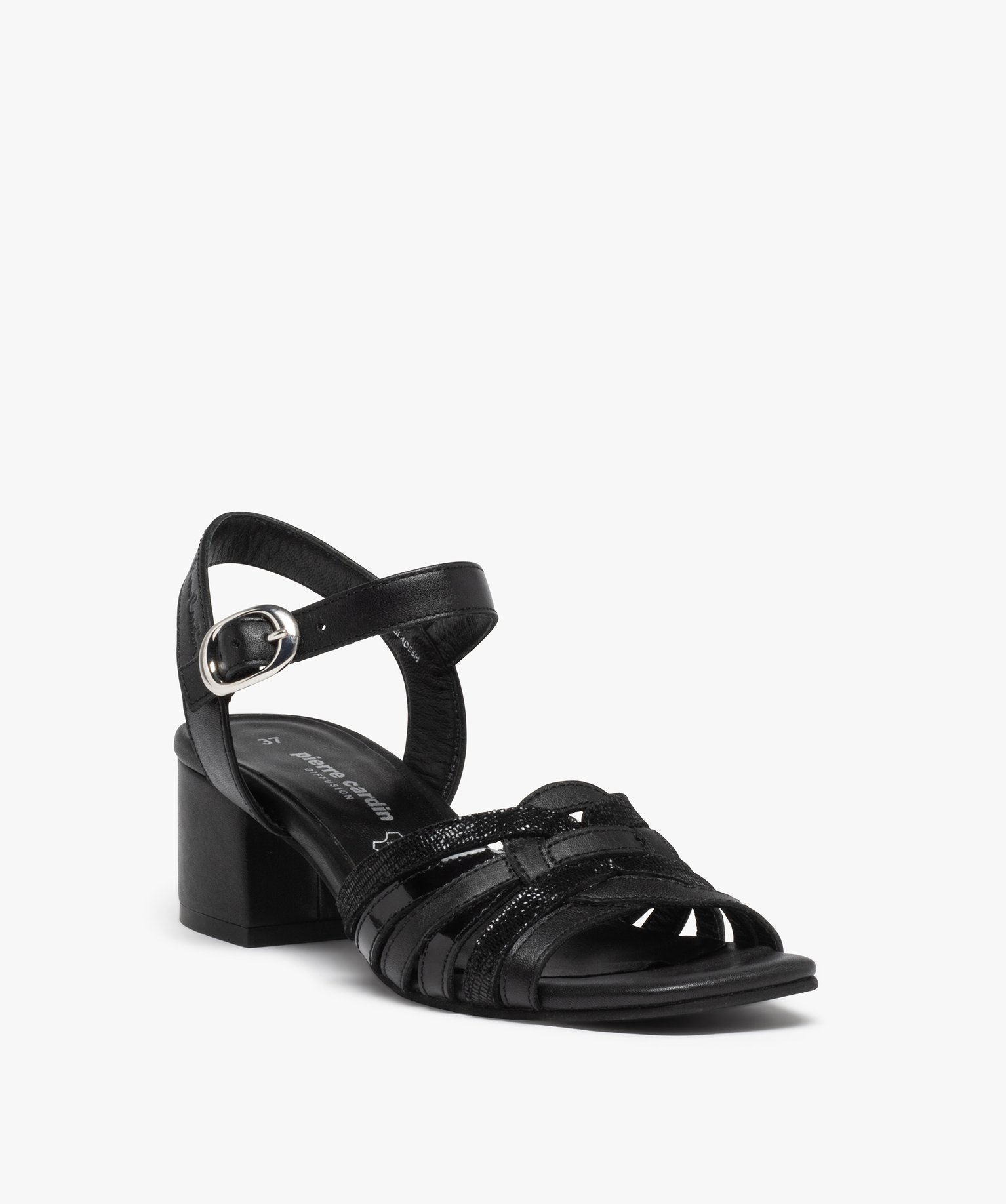 Sandales femme dessus fines brides en cuir – Pierre Cardin noir | GEMO