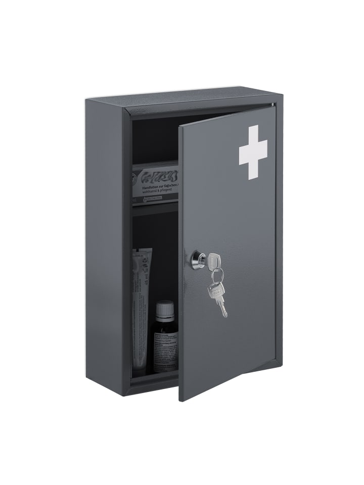 relaxdays Medizinschrank in Grau/ Weiß - (B)21,5 x (H)32 x (T)9,5 cm günstig kaufen onesize
