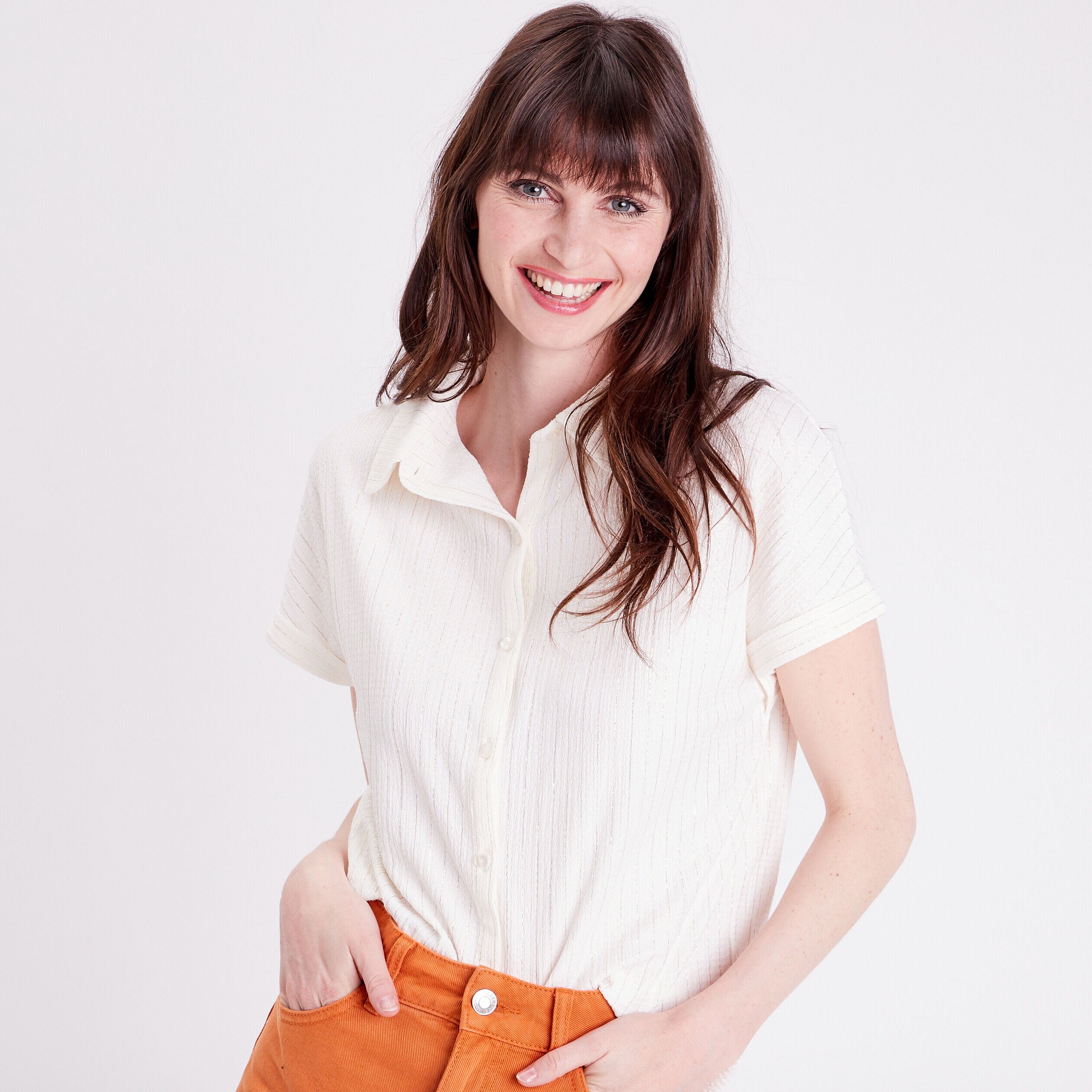 Blouse manches courtes ecru femme | Cache Cache