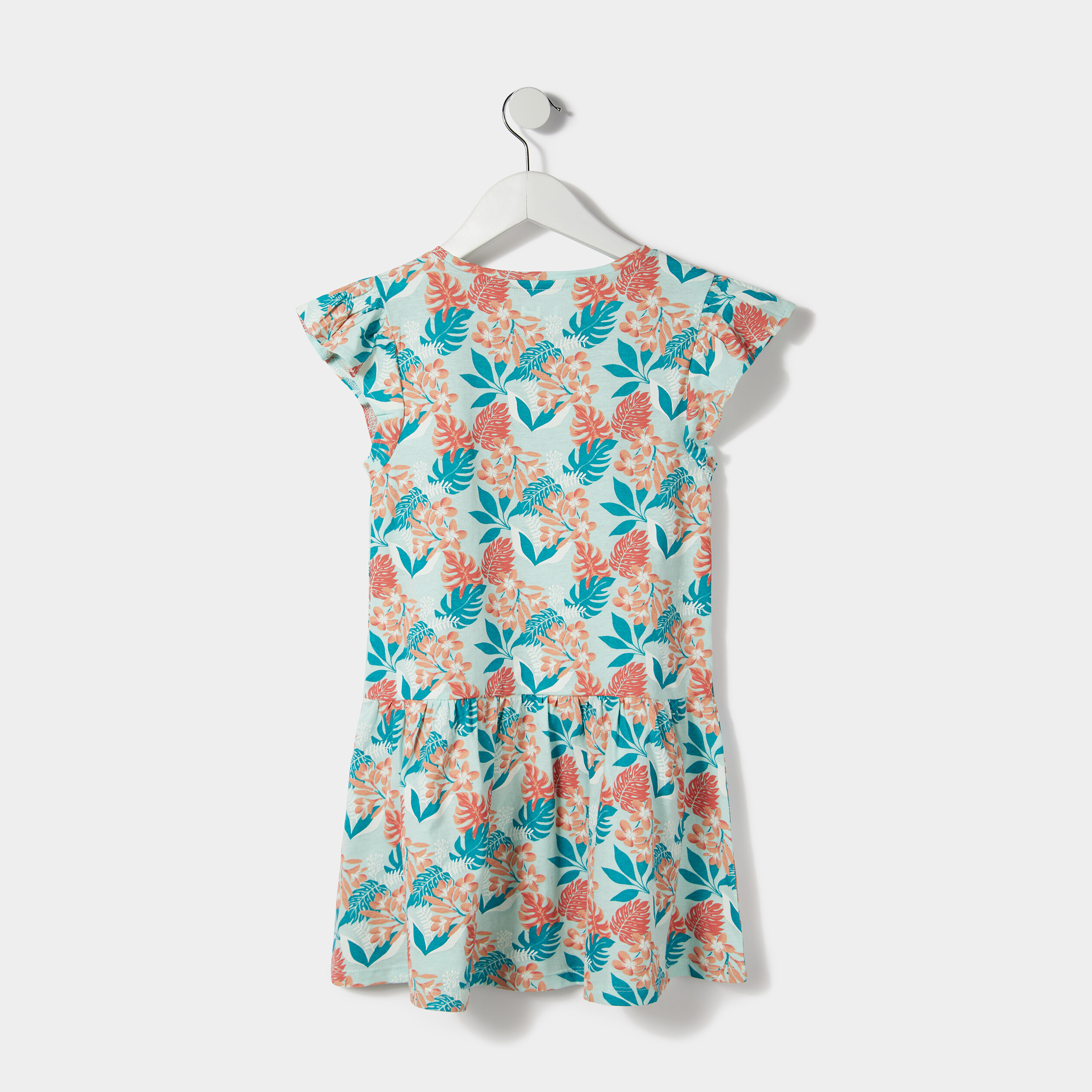 Robe courte évasée à volants bleu turquoise fille | La Halle