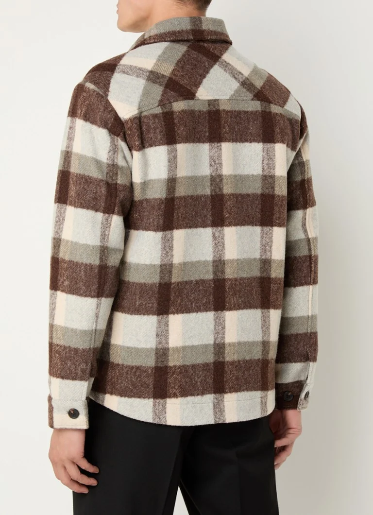 Selected Homme Archive regular fit overshirt in wool blend with checkered design