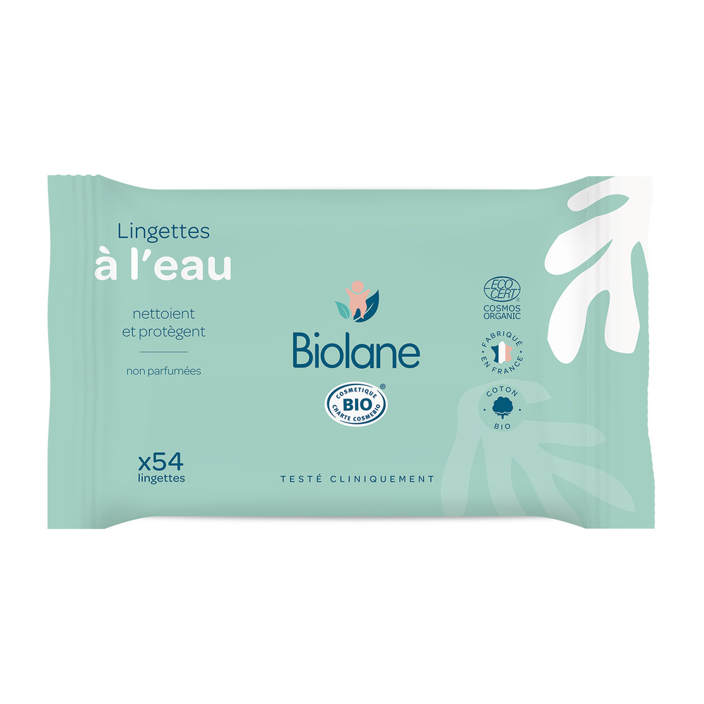 biolane Lingettes  nettoyante à l'eau BIO X54 Lingettes
