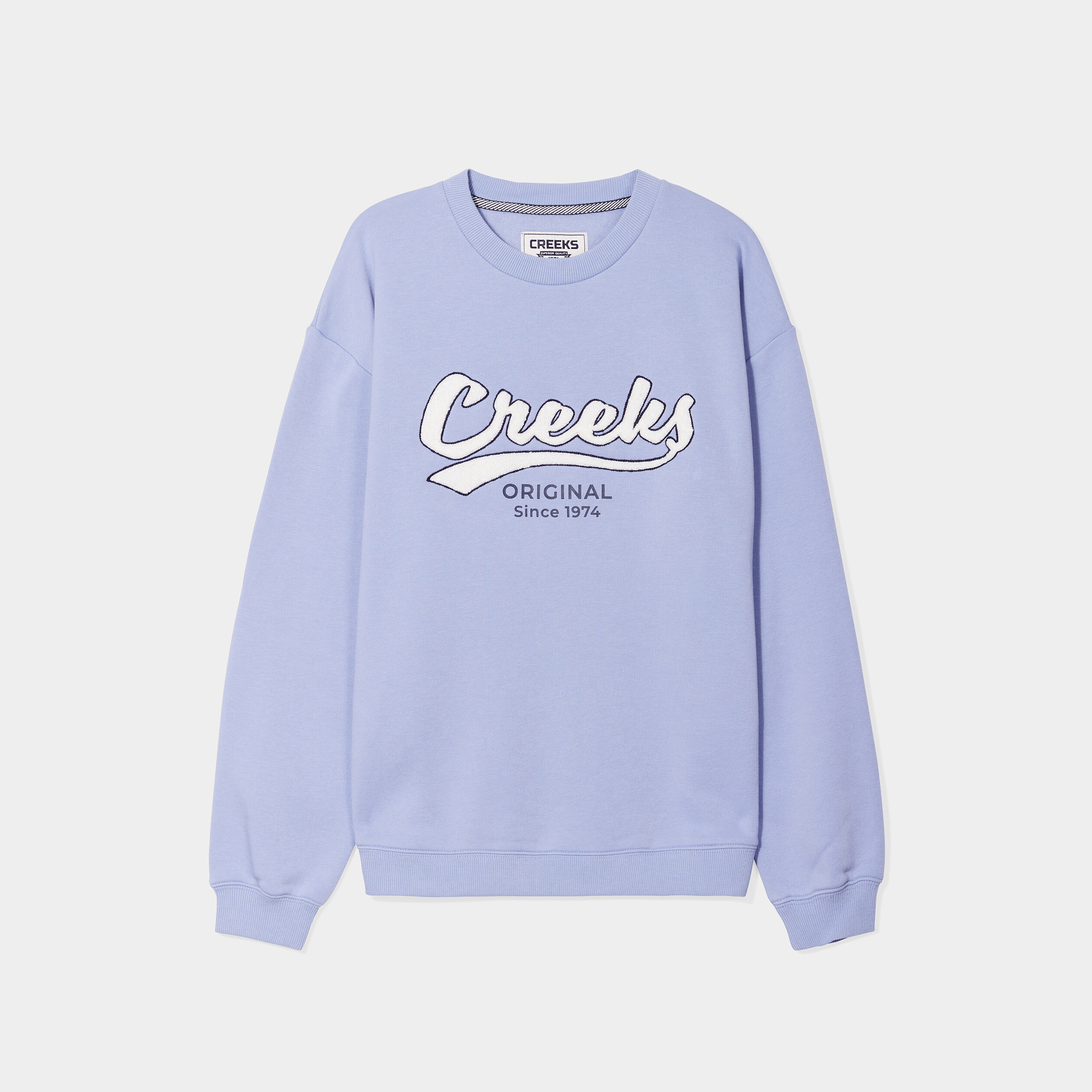 Sweat col rond manches longues Creeks bleu gris femme | La Halle