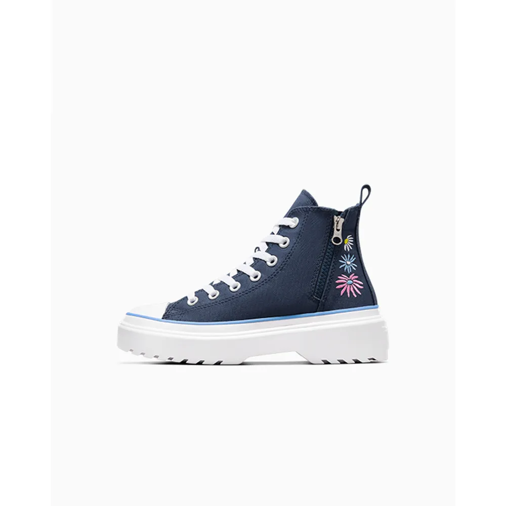 Converse Chuck Taylor All Star Lugged Lift Platform Easy On Floral Embroidery A06342C / blau