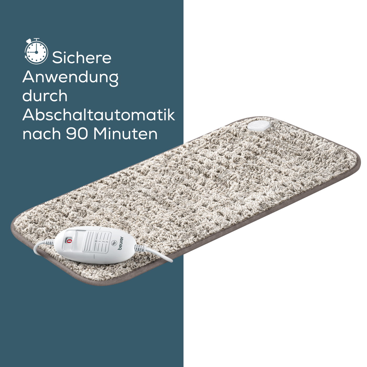 Beurer HK 123 XXL Nordic Taupe Heizkissen-Atmungsaktives Kuschel-Fleece Heizkissen im XXL-Format & 3 Wärmestufen