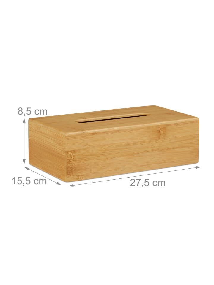 relaxdays 2 x Kosmetiktücherbox in Natur - (B)27,5 x (H)8,5 x (T)15,5 cm günstig kaufen onesize