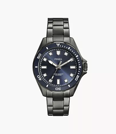 Fossil Outlet Uhr Dalton 3-Zeiger-Werk Edelstahl rauchgrau