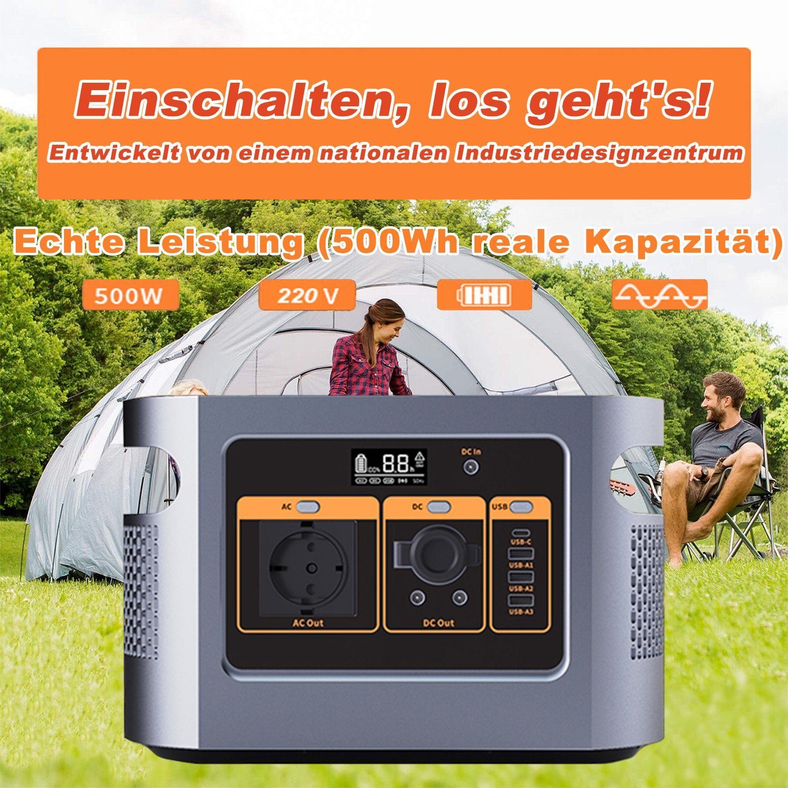 Fine Life Pro Stromerzeuger Power Station 1008Wh/500Wh, 1,20 in kW, (Verpackung, 1-tlg., QE05-1200W/500W), Kann 2500 Mal recycelt werden,Solar Generator