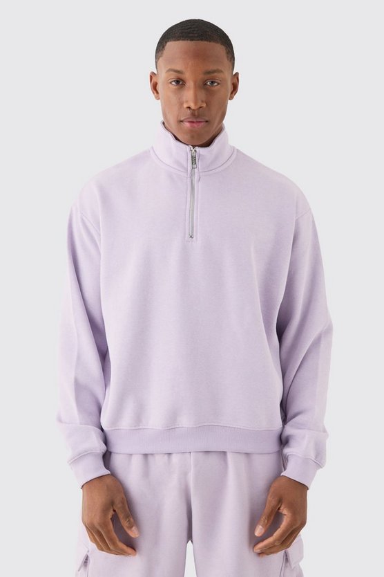 Kastiges Oversize Sweatshirt mit 1/4 Reißverschluss
