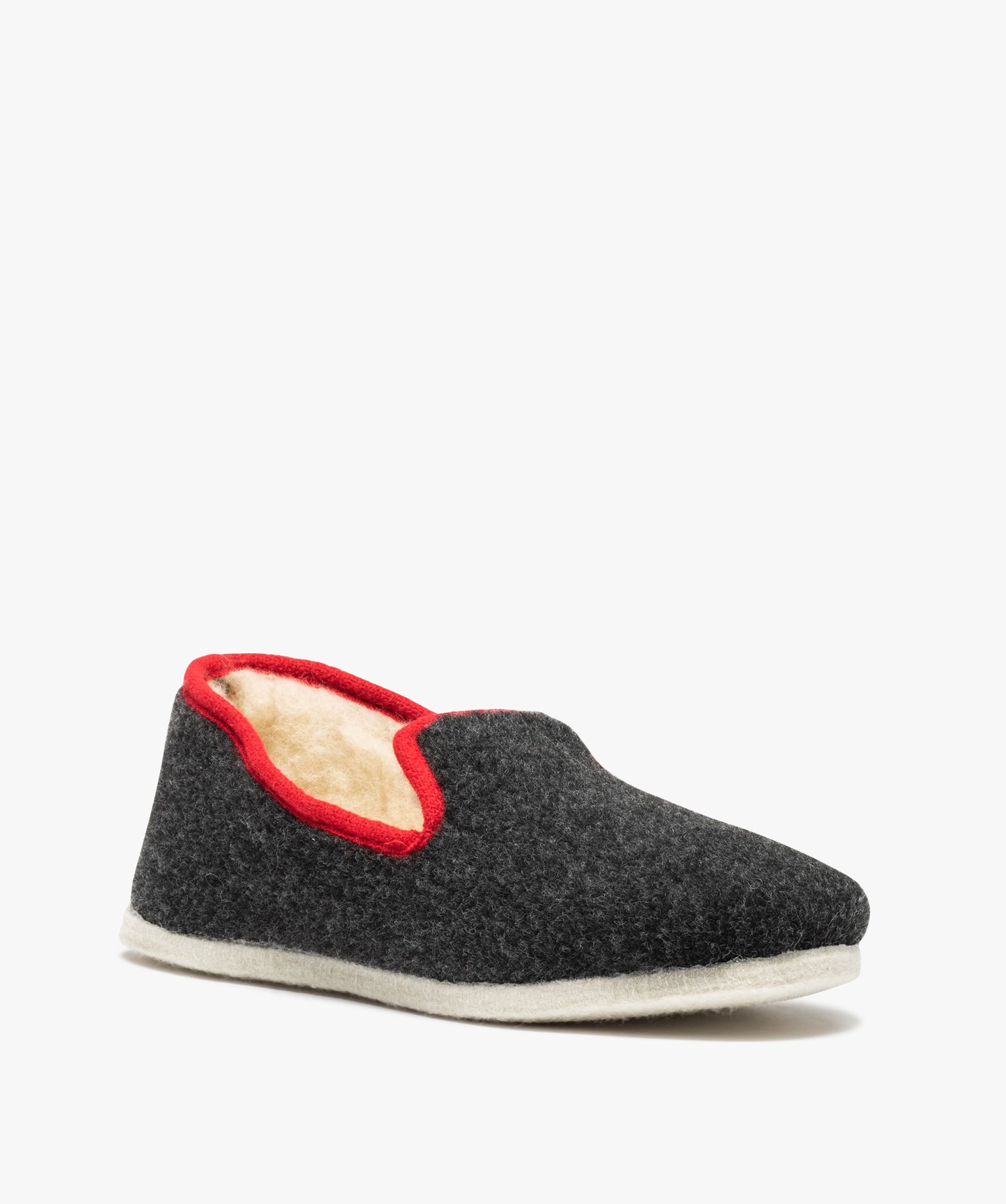 Chaussons homme style charentaises bicolores gris | GEMO