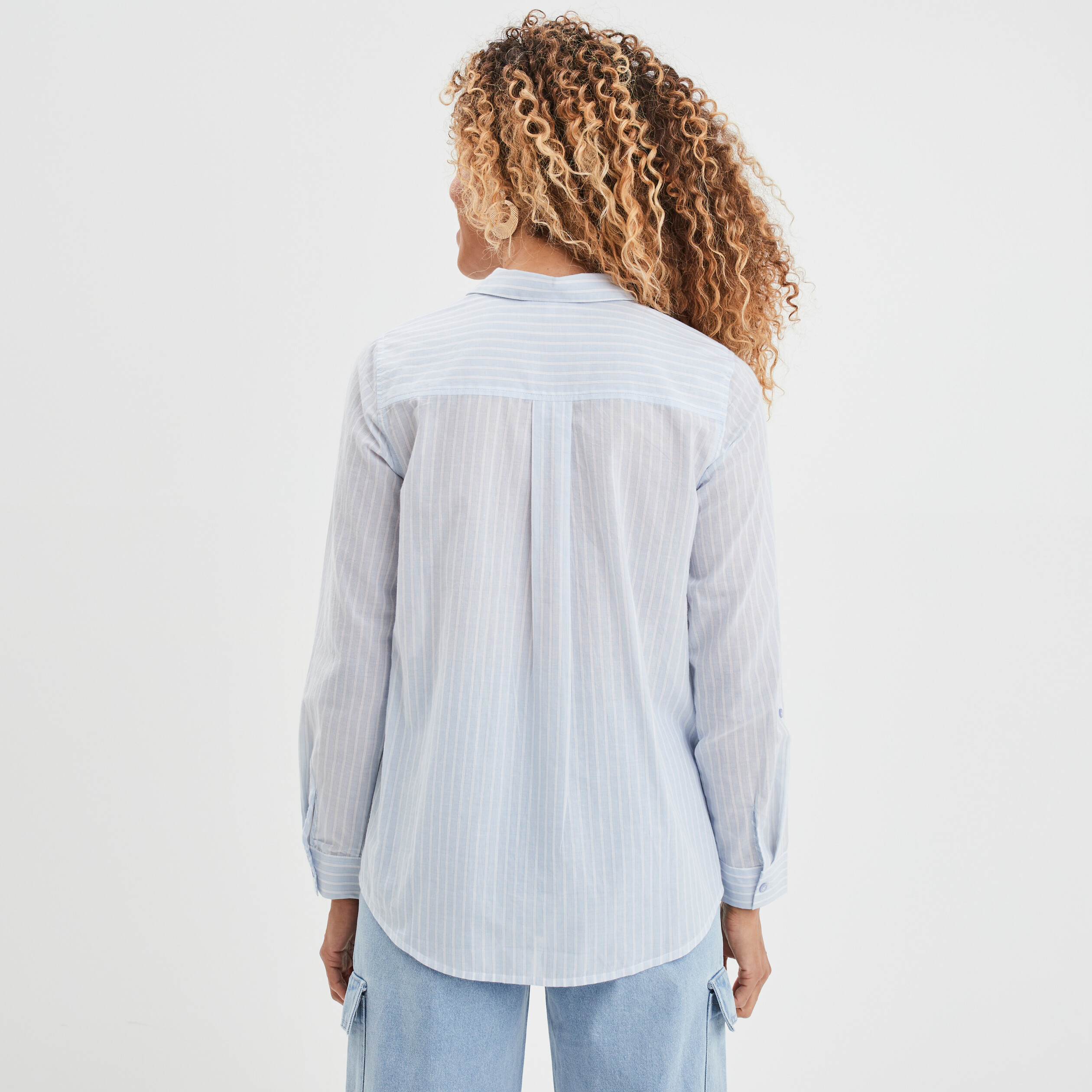 Chemise manches retroussables blanc femme | La Halle