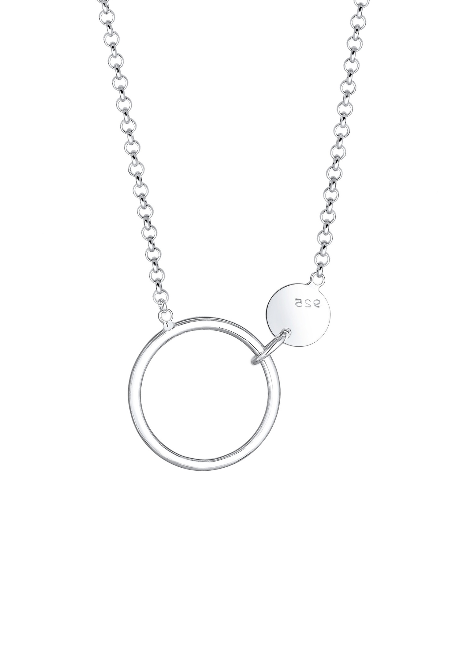 Ogrlica z geometrijskim obeskom Elli Minimal Circle za ženske - (925/1000) srebro