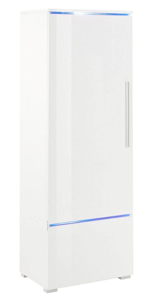 Helvetia Stauraumschrank Amber (Amber, Stauraumschrank) 50x35x140cm weiß Hochglanz 1-türig