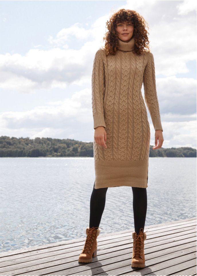 Strickkleid in Midilänge mit Struktur