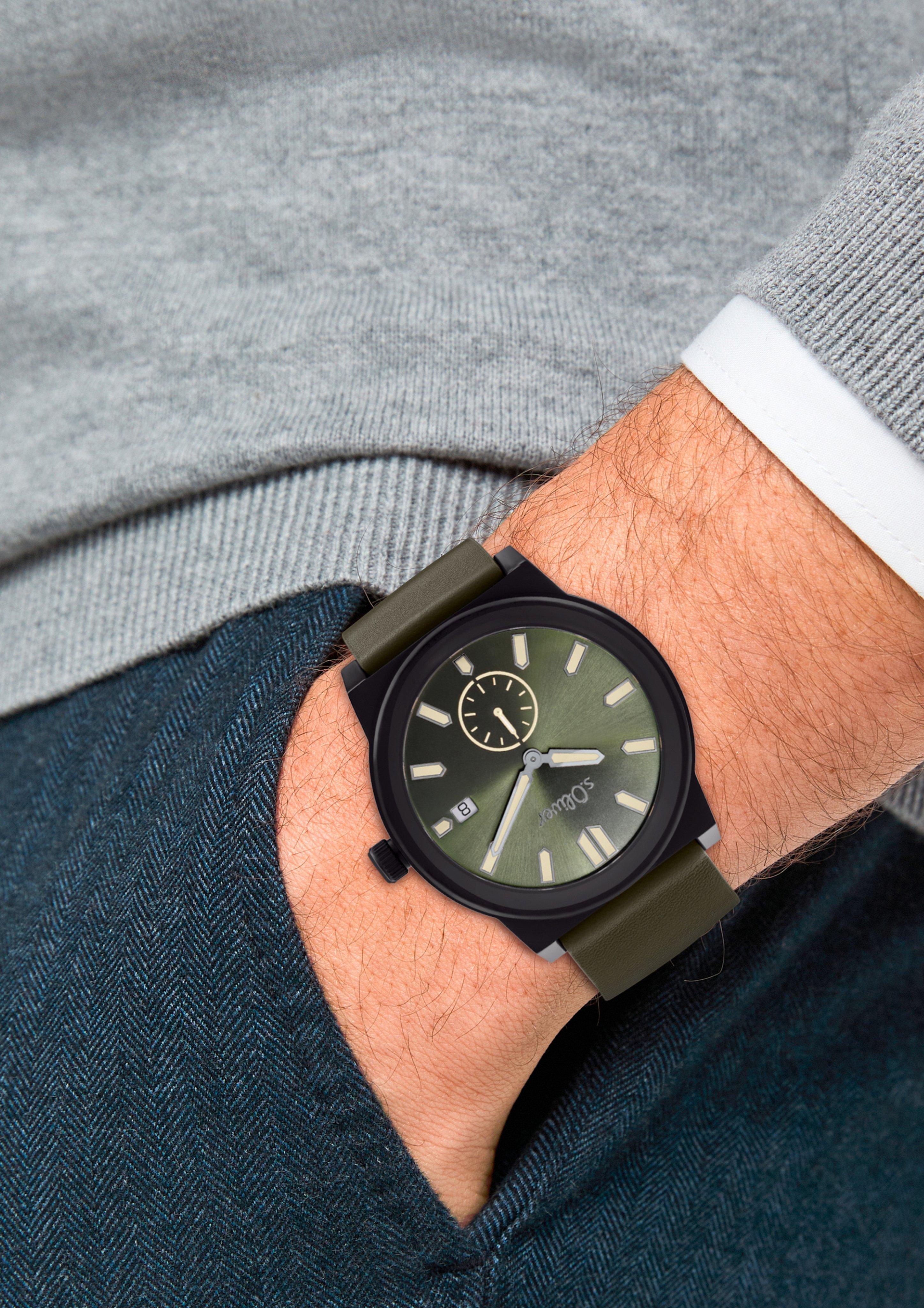 Edelstahluhr mit Lederband  6007946-99B0