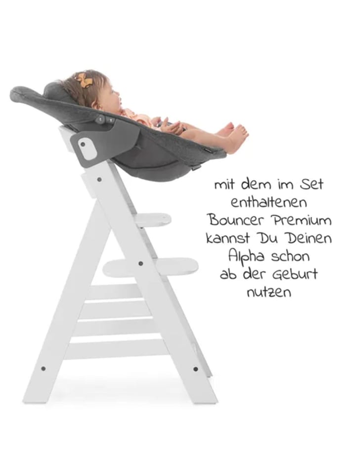 Hauck Alpha Plus White 4-tlg. Newborn Set - Hochstuhl   2in1 in weiss,grau günstig kaufen onesize