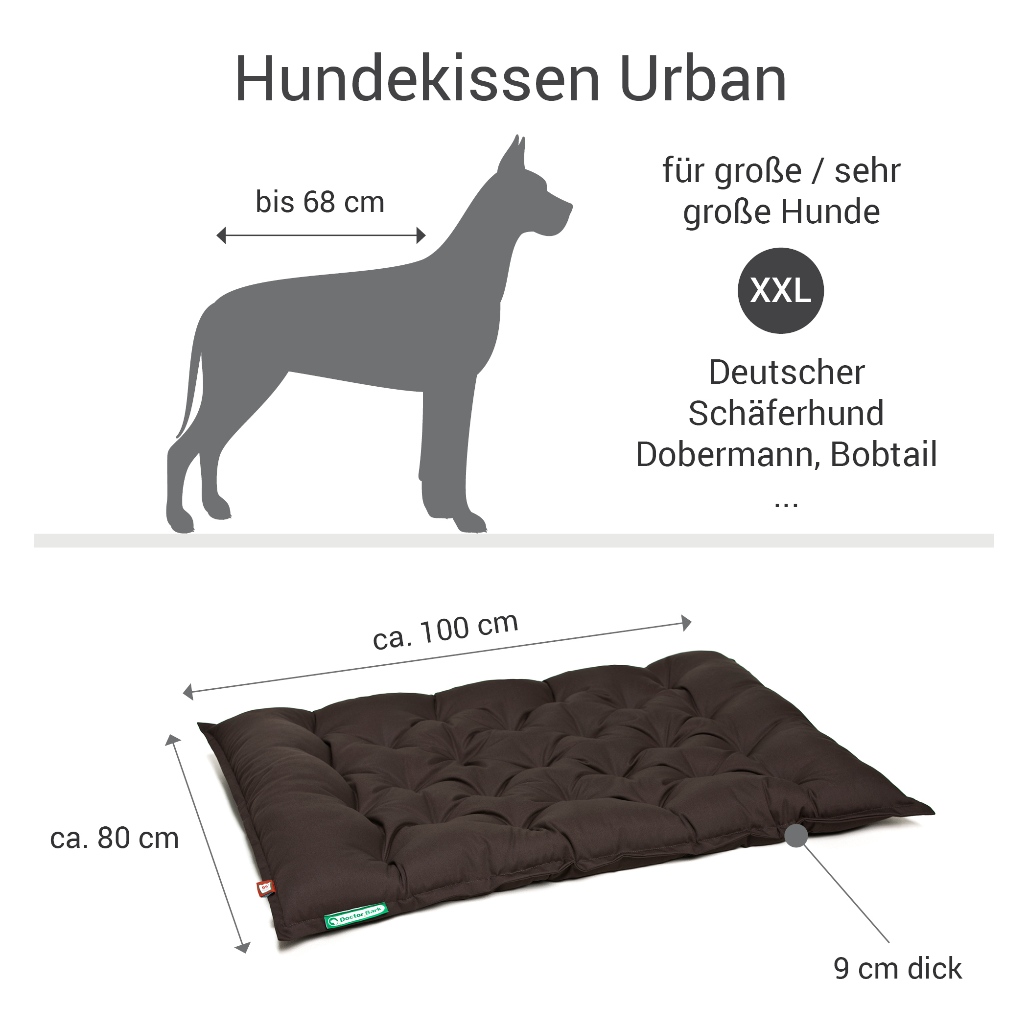 Doctor Bark Hundekissen Doctor Bark Liegekissen Urban sandbraun XXL