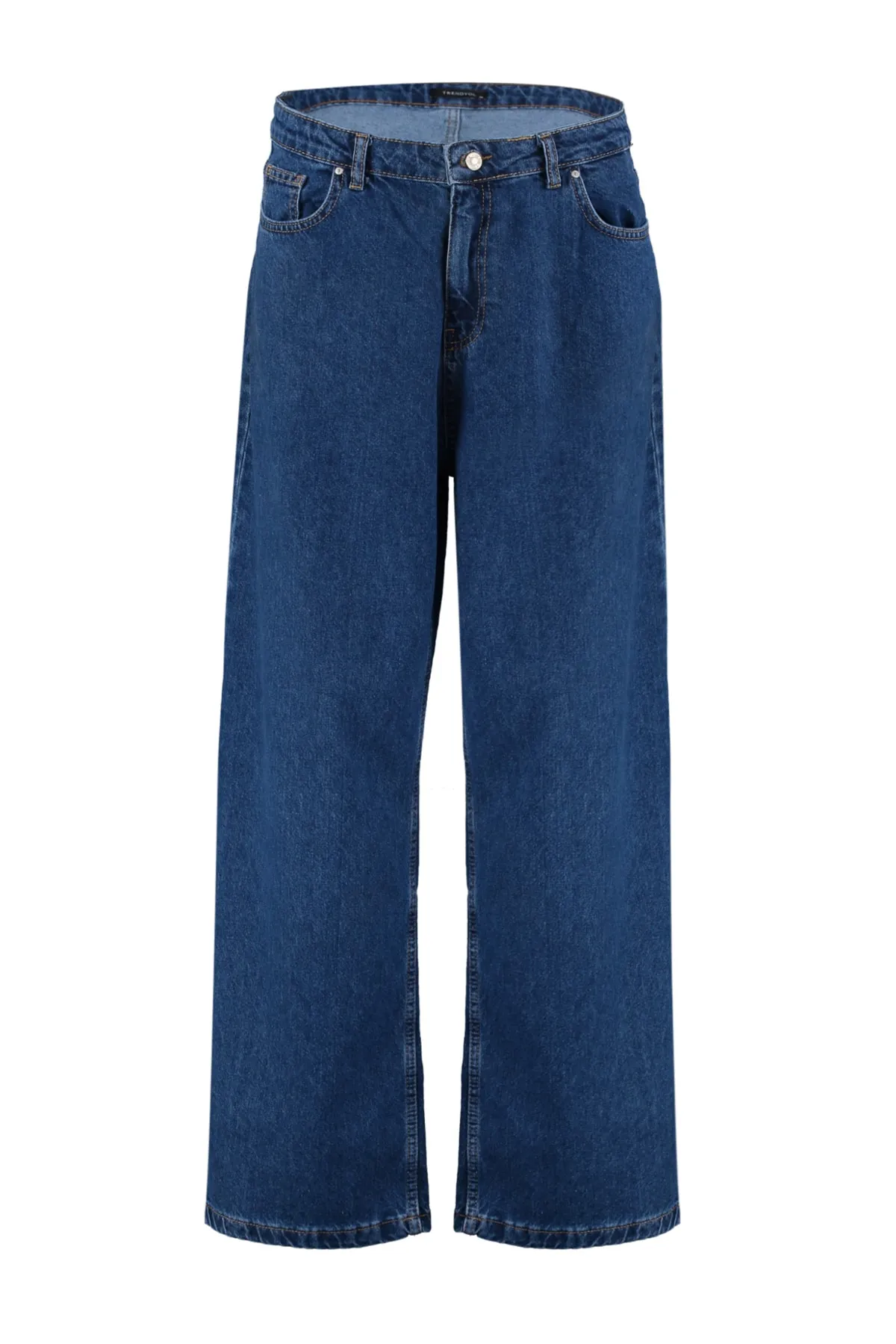 Trendyol Curve  Indigofarbene, weit geschnittene Jeans mit hoher Taille TBBAW23CJ00020