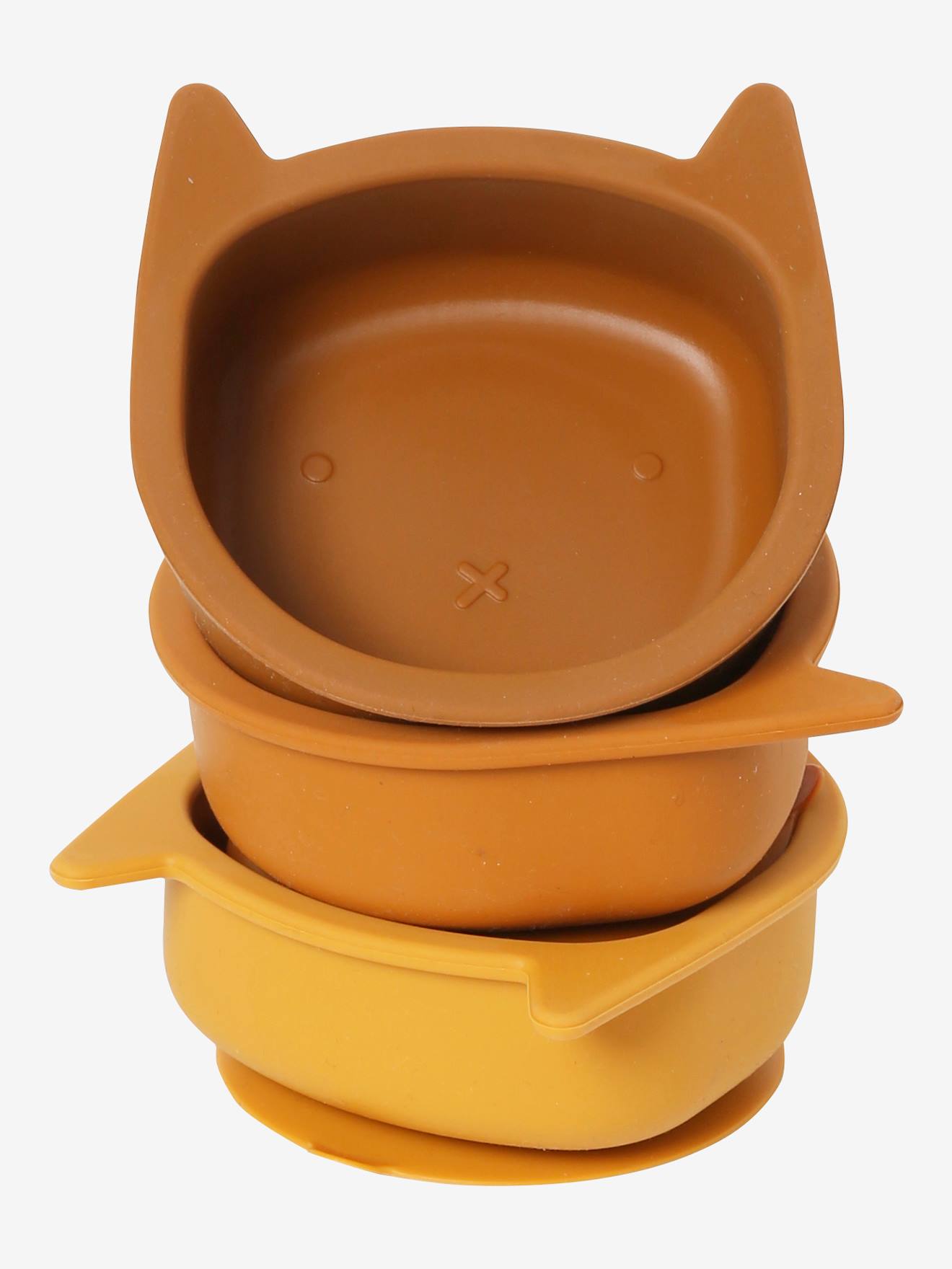 Lot de 3 bols en silicone Chat lot vert