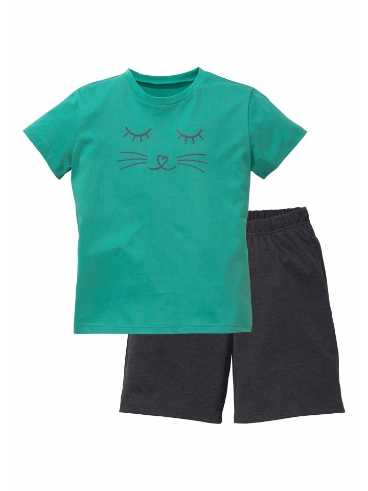 Vivance Pyjama in türkis-anthrazit-meliert günstig kaufen