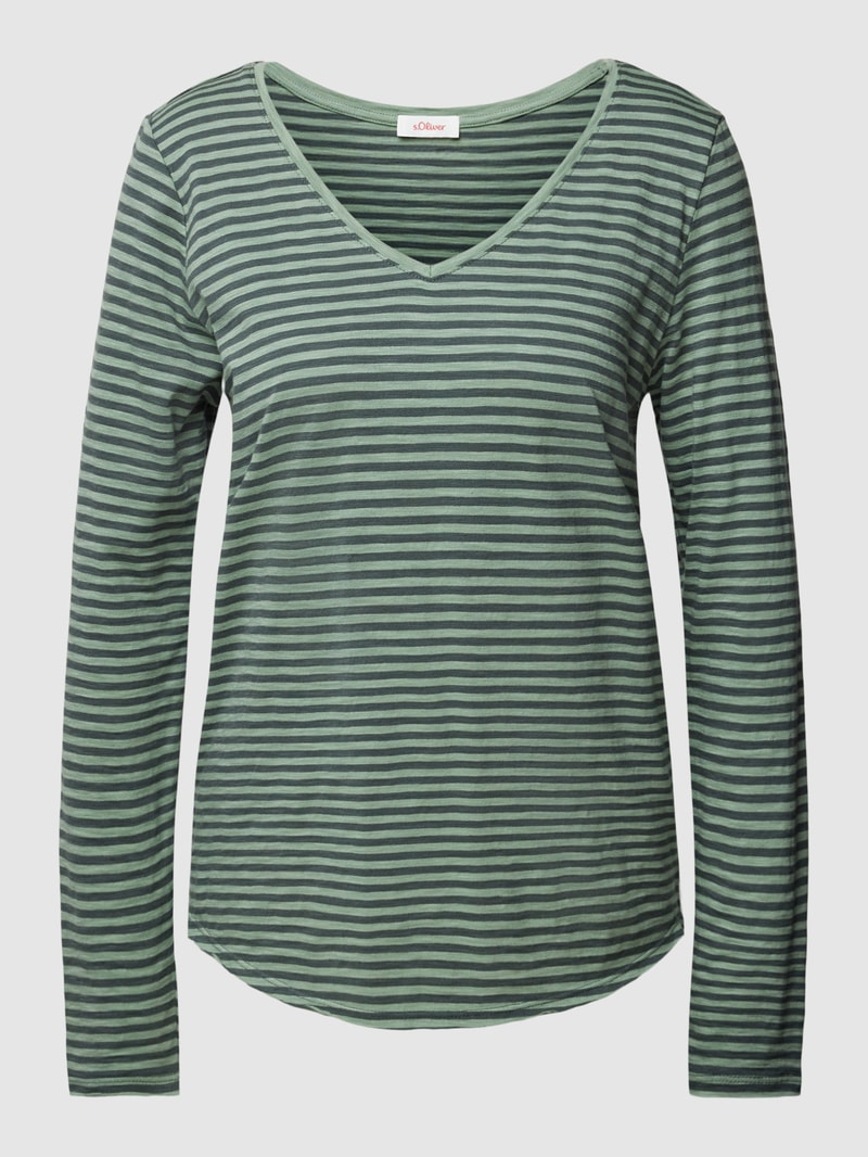 Longsleeve mit V-Ausschnitt in hellgrün