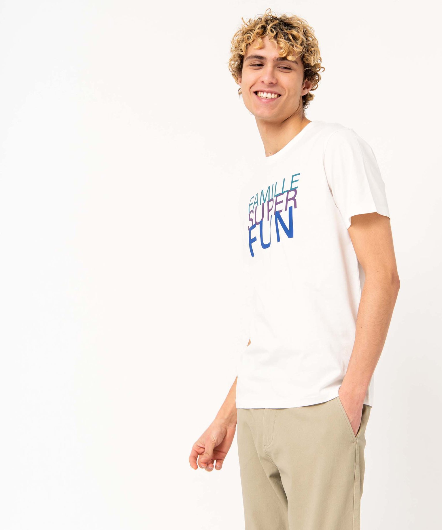 Tee-shirt homme imprimé à manches courtes blanc | GEMO