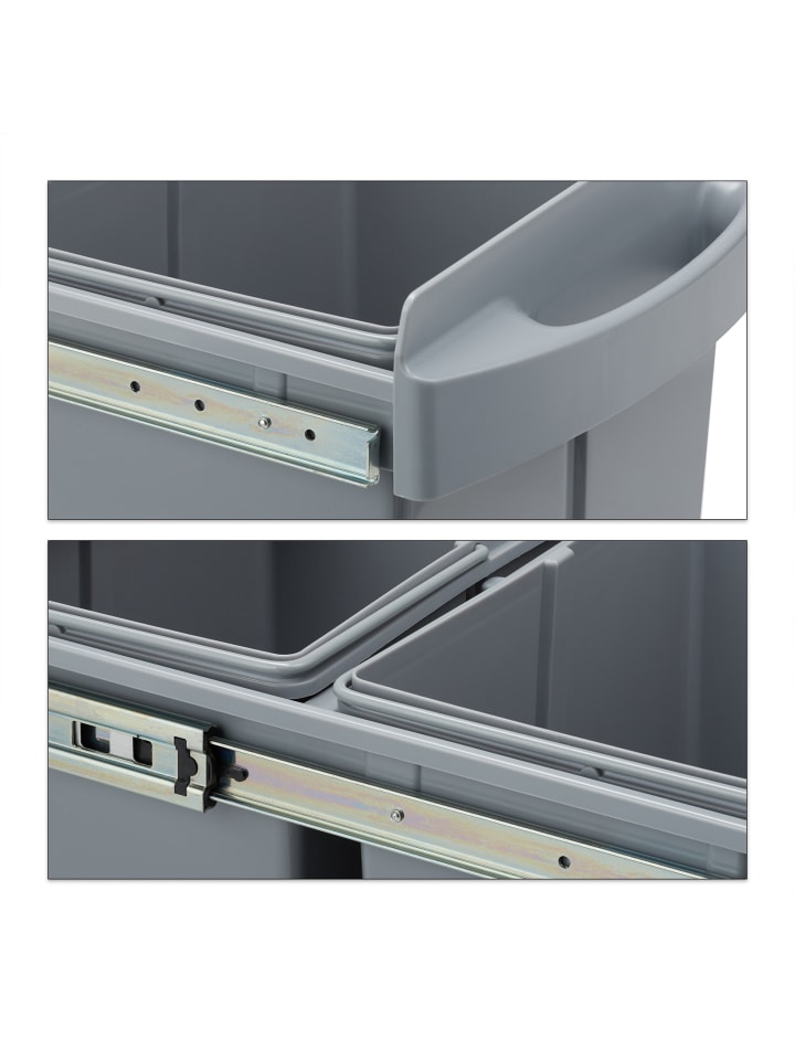 relaxdays Mülltrennsystem Grau Deluxe 2x15L günstig kaufen onesize