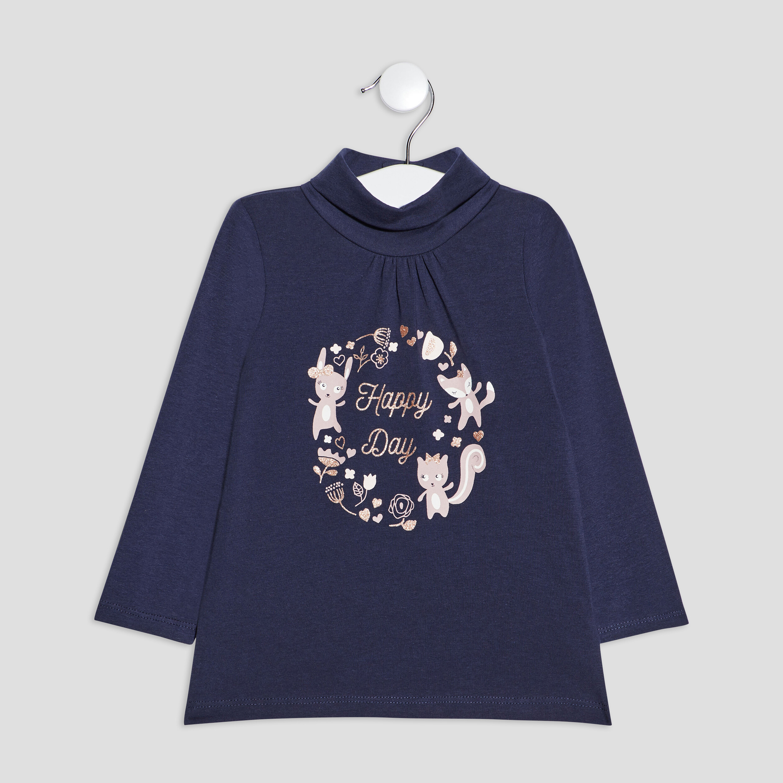T-shirt manches longues bleu marine bébé fille | La Halle