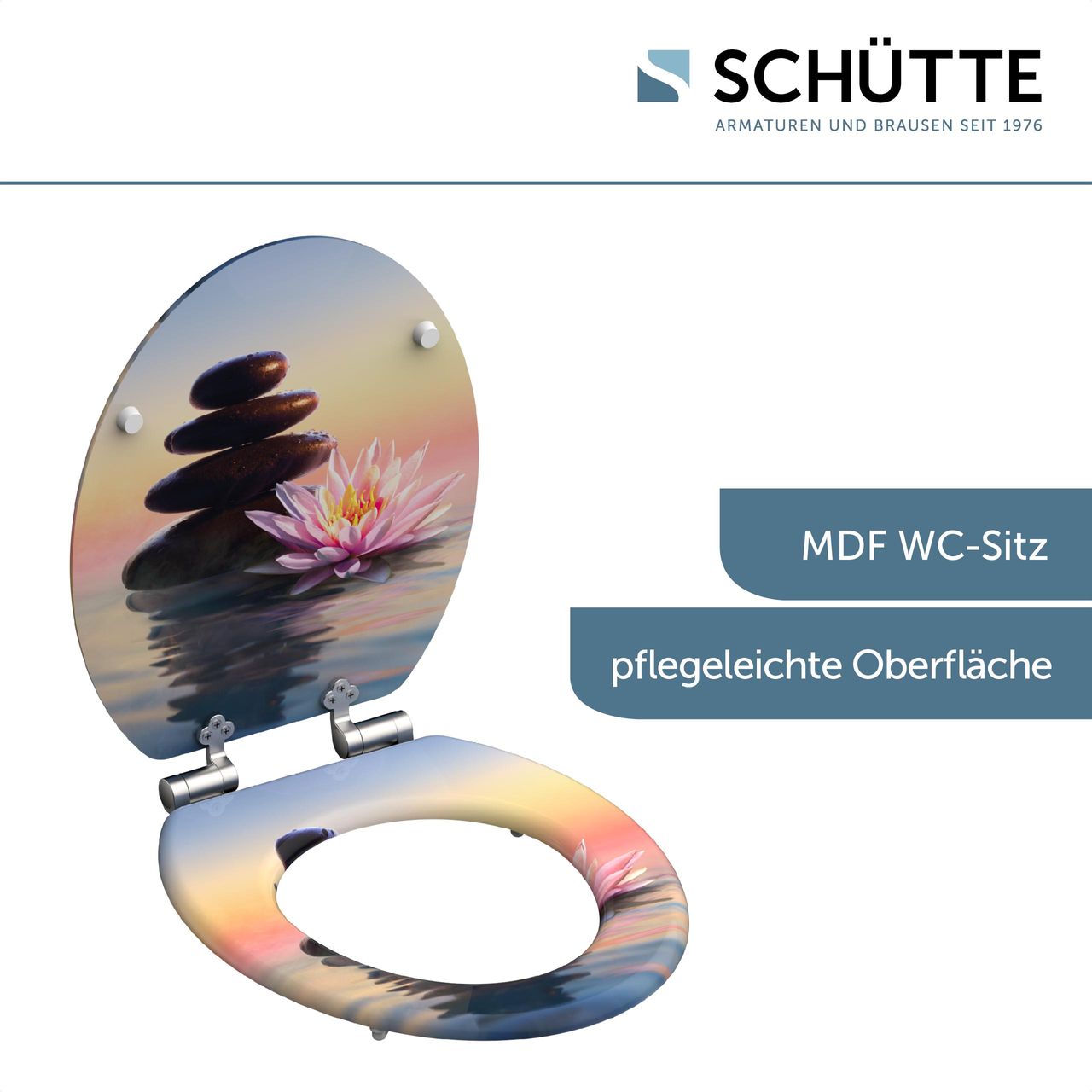 Schütte MDF WC Sitz SUNSET DREAM, Toilettendeckel mit Absenkautomatik, Holzkern