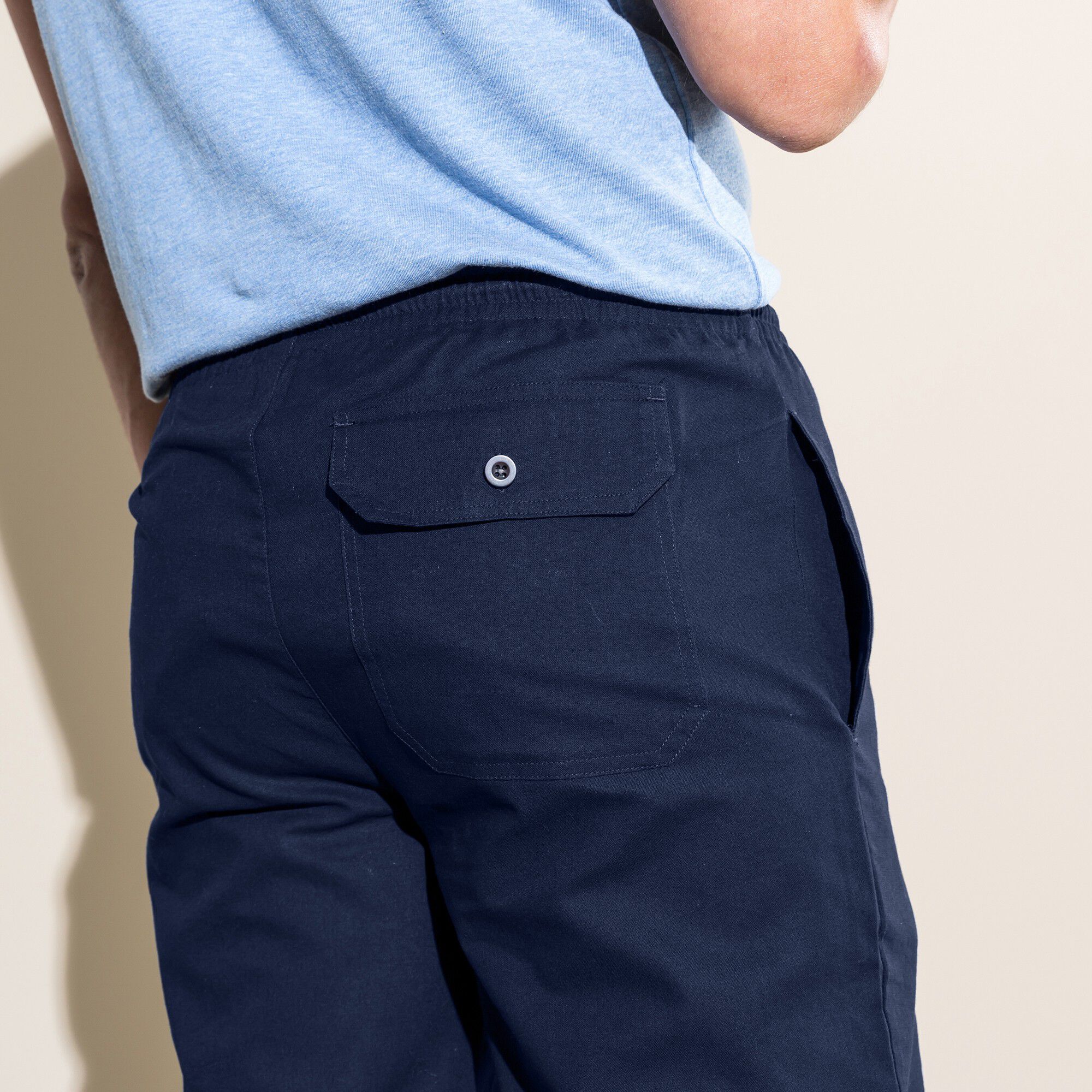 Pantalon toile taille élastiquée