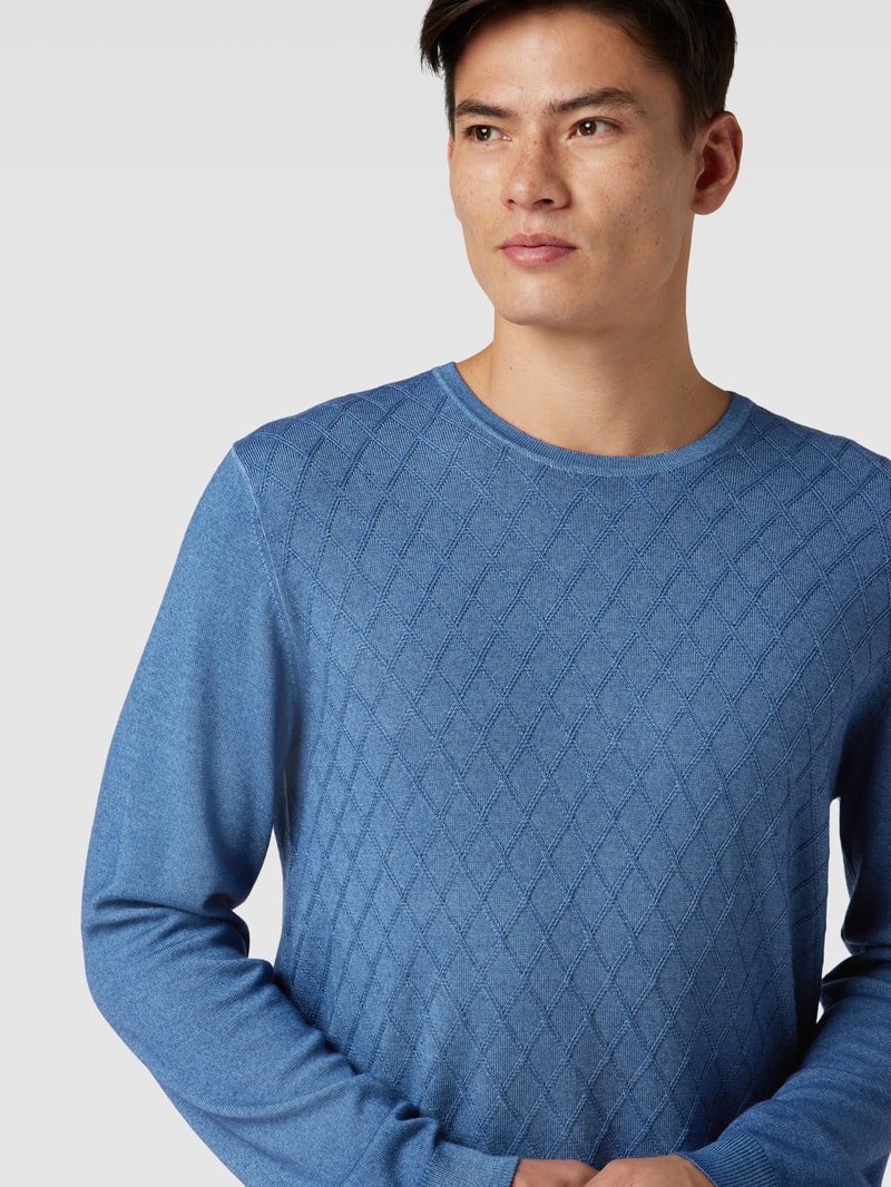 Strickpullover aus Wolle mit Rundhalsausschnitt in hellblau