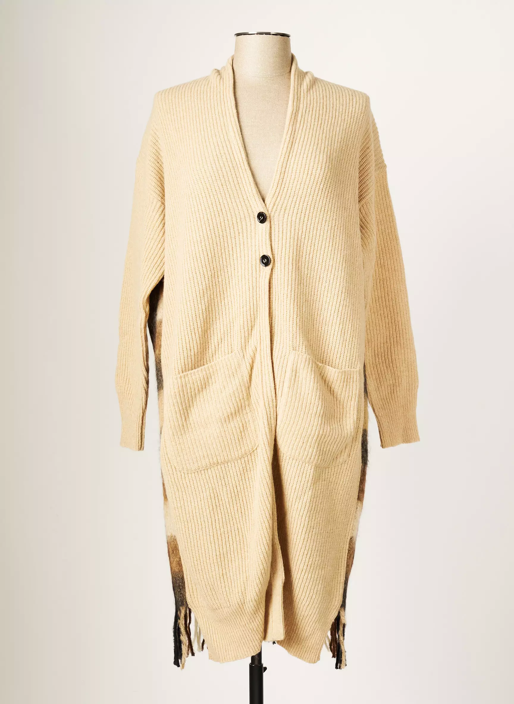 Blanc Boheme Cardigans Femme couleur beige
