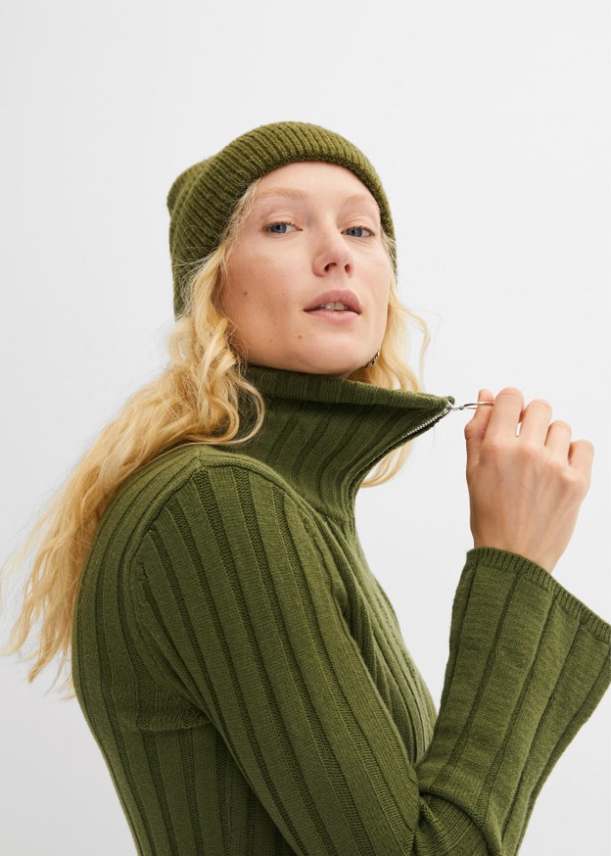 Ripppullover mit Troyerkragen