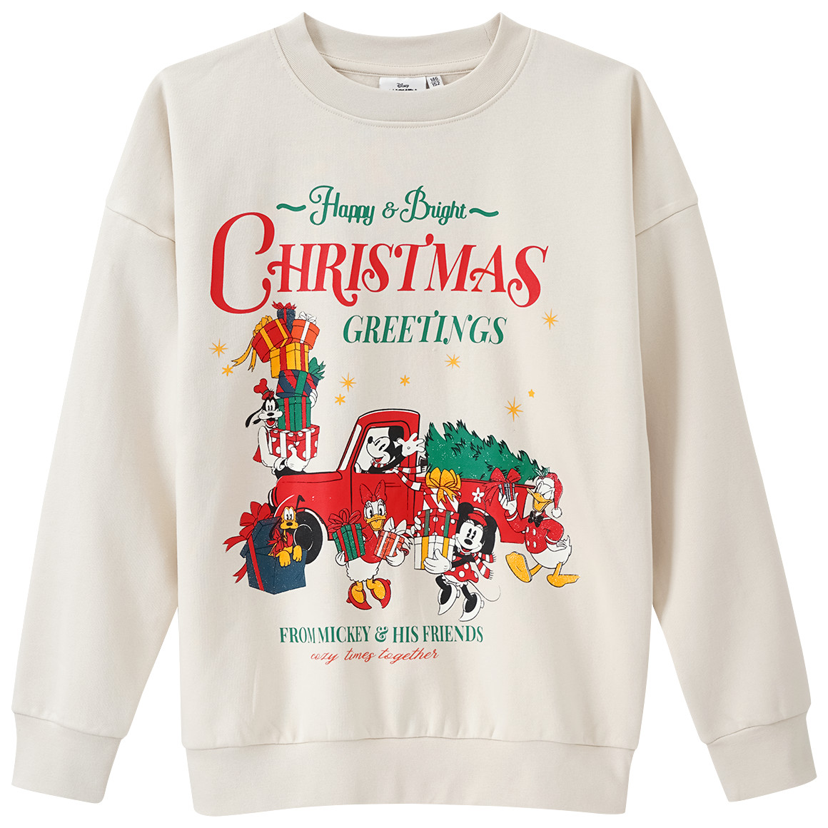 Micky Maus Weihnachtssweatshirt mit Print creme