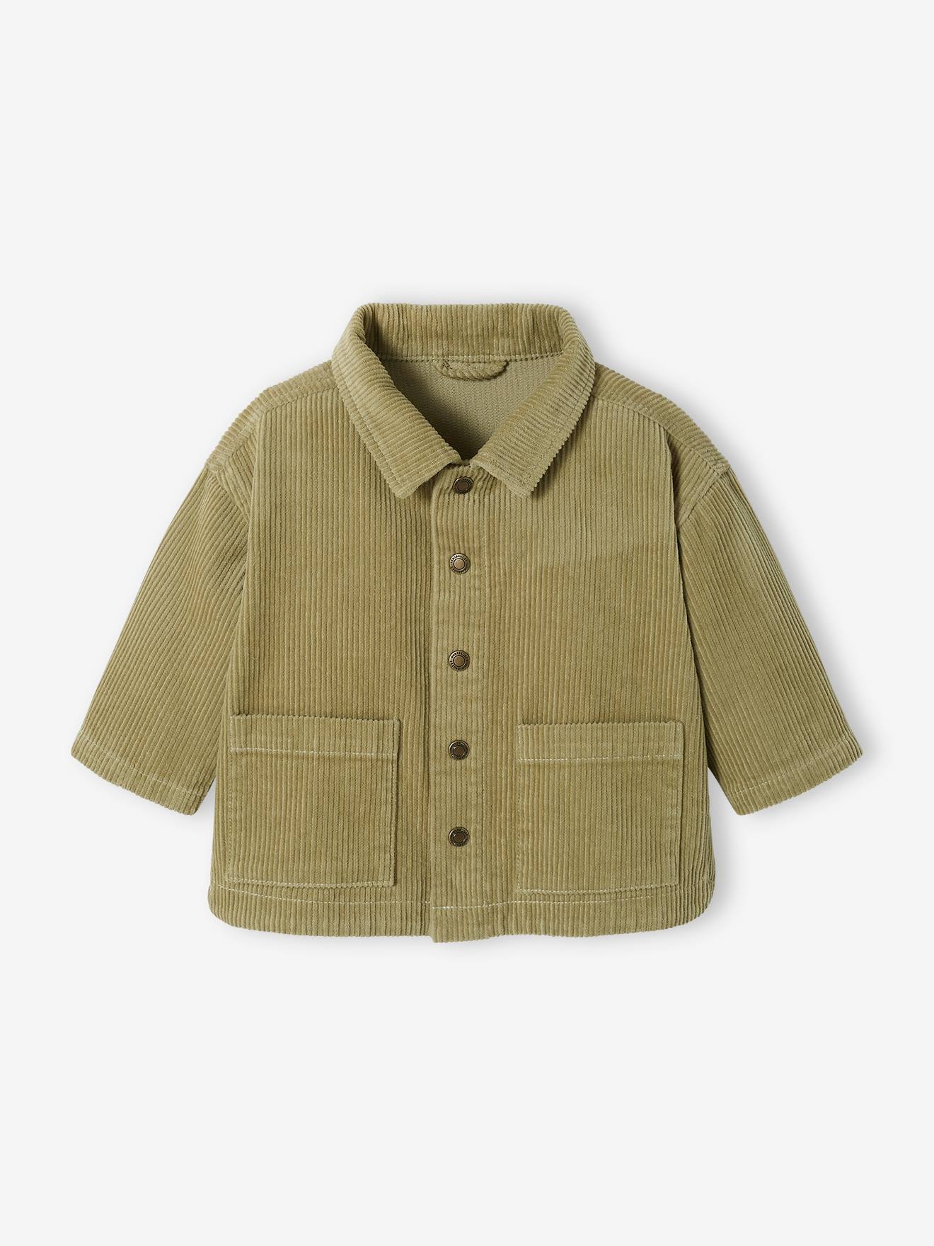 Chemise en velours côtelé bébé vert de gris