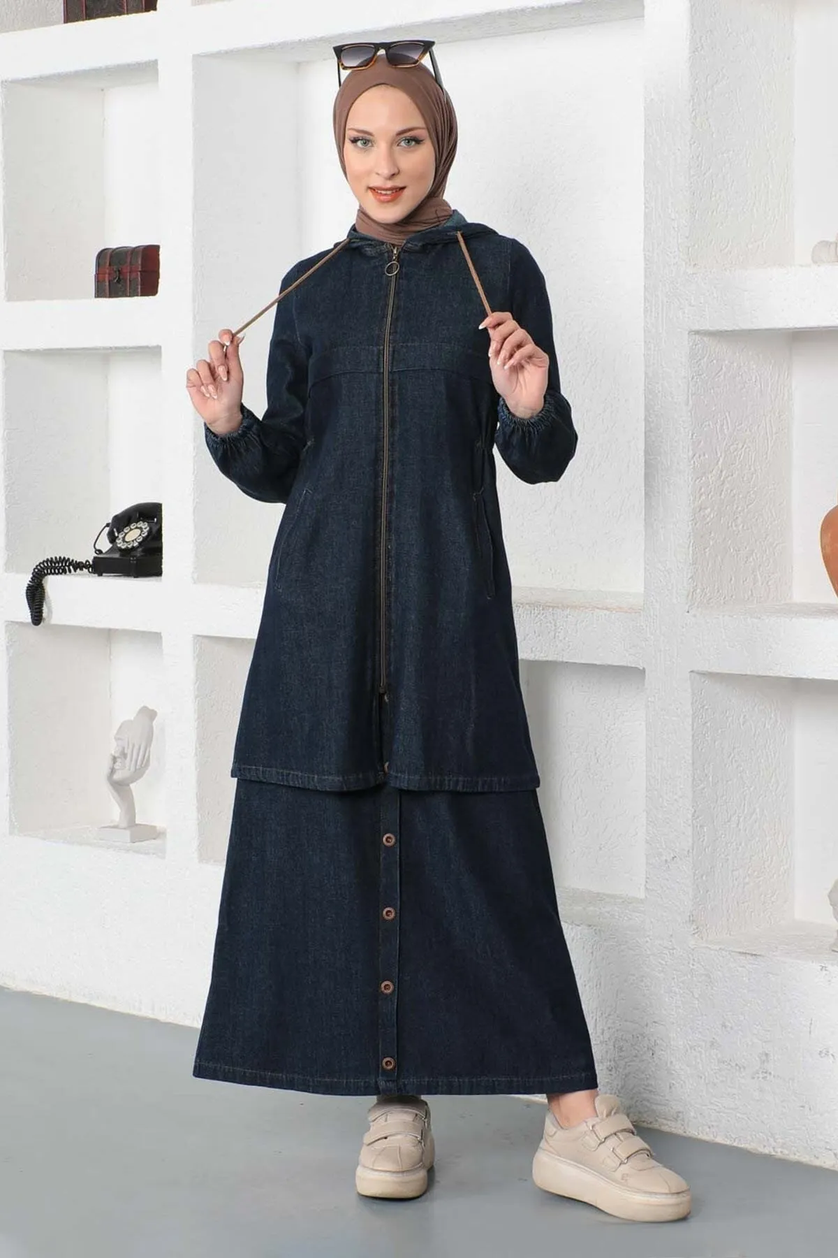 Modamihram  Jeansanzug mit Rock, Dark Denim 19500