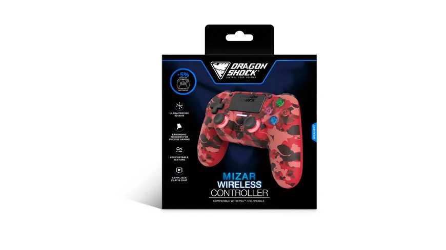 Mizar Wireless Controller für PS4 Rot Camo