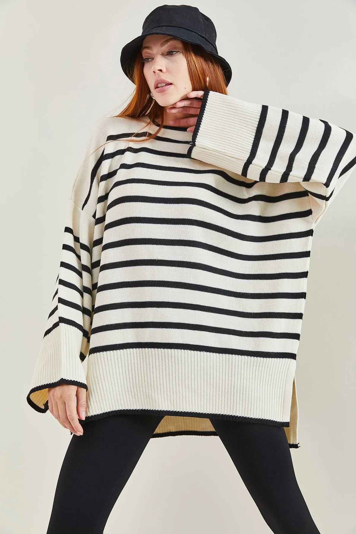 Bianco Lucci  Gestreifter Oversize-Strickpullover für Damen