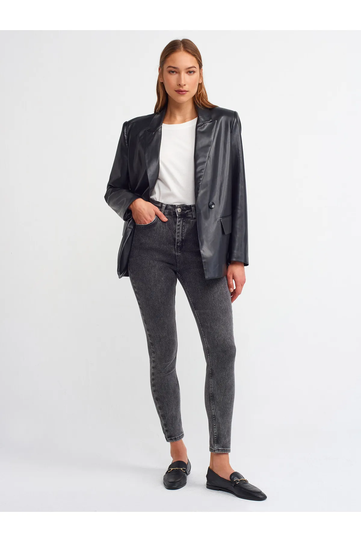 Dilvin  6939 Kunstlederjacke-schwarz