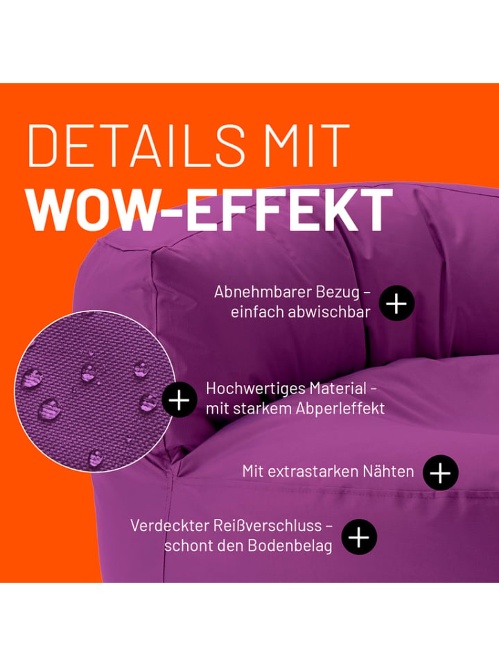 Lumaland Outdoor Sitzsack Lounge Sitzsack Sofa 320l - 90 x 50 cm - Lila günstig kaufen onesize
