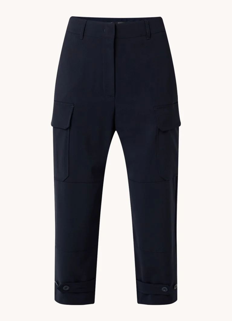 MaxMara Boris high waist loose fit cropped cargo trousers in virgin wool blend with side pockets