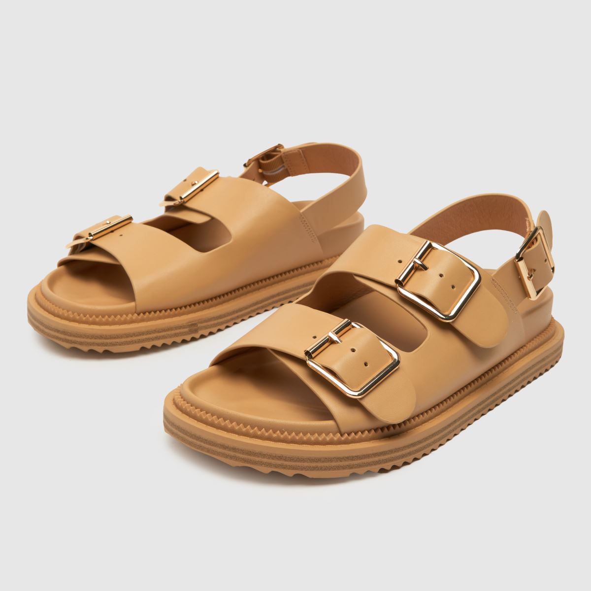 Schuh Talbot – Naturfärgade sandaler med dubbla spännen