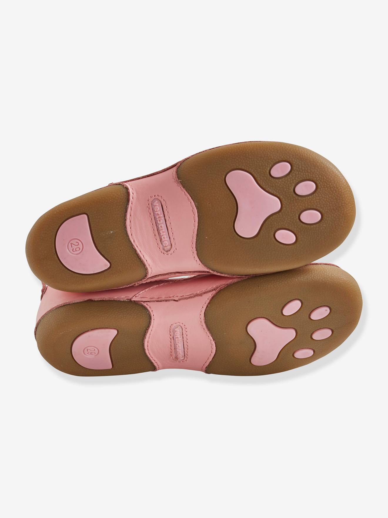 Chaussons fourrés fille en cuir rose