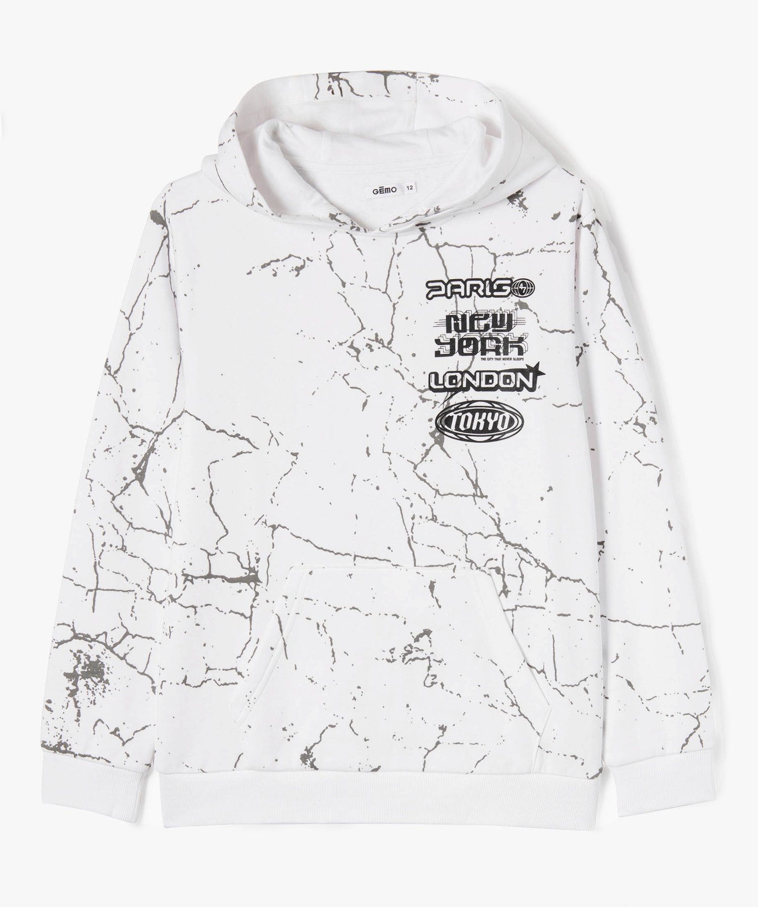 Sweat à capuche imprimé Garçon blanc | GEMO