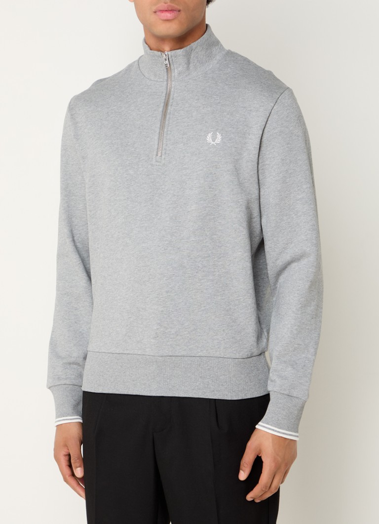 Fred Perry sweater with half zip and logo embroidery