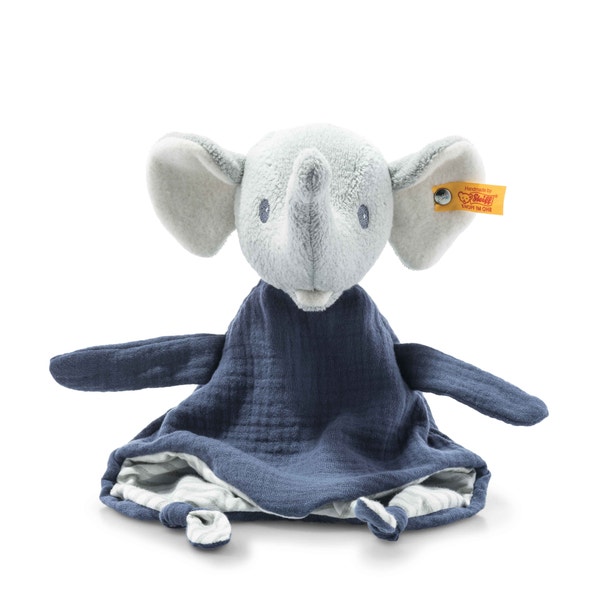 GOTS Eliot Elefant Schmusetuch, 30 cm, dunkelblau