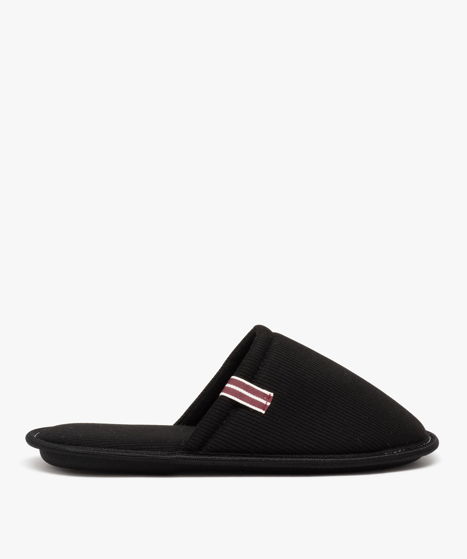 Chaussons homme mules confort unies en tissu ctelé noir | GEMO