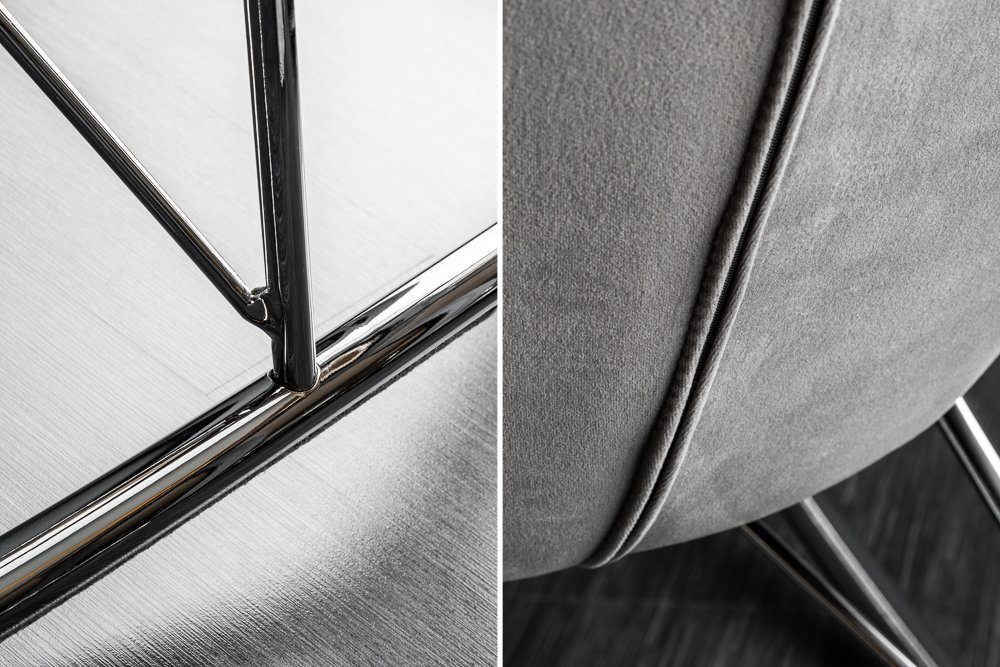 riess-ambiente Schaukelstuhl SCANDINAVIA SWING grau / silber (Einzelartikel, 1 St), Wohnzimmer · Samt · Metall · mit Armlehne · wippbar · Modern Design